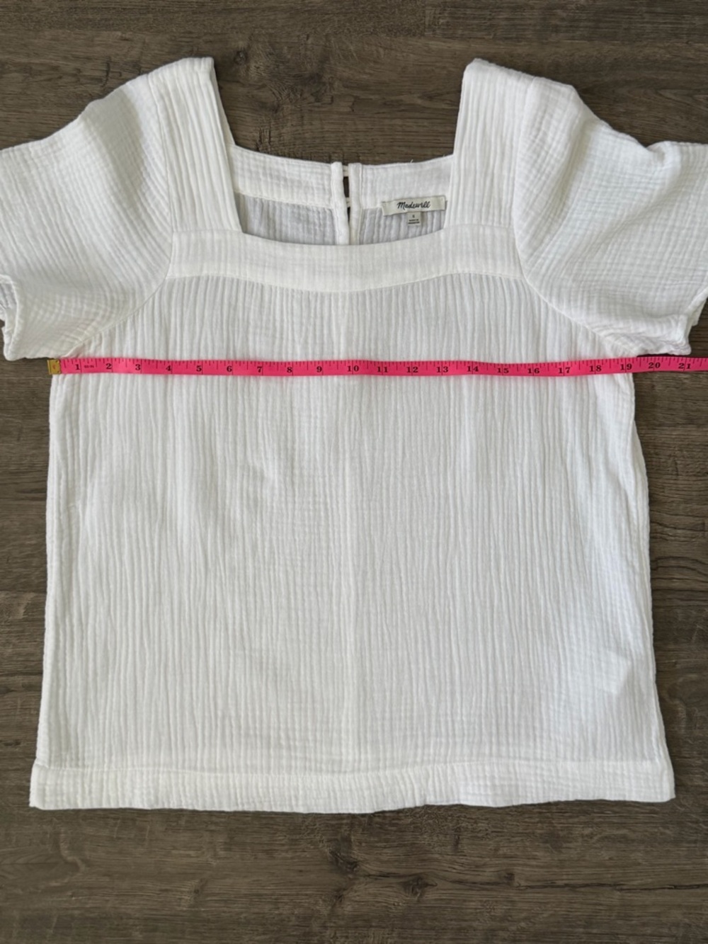 Madewell Lightspun Harlow Square Neck Top White Cotton Size S Minimal Coastal - Picture 9 of 12